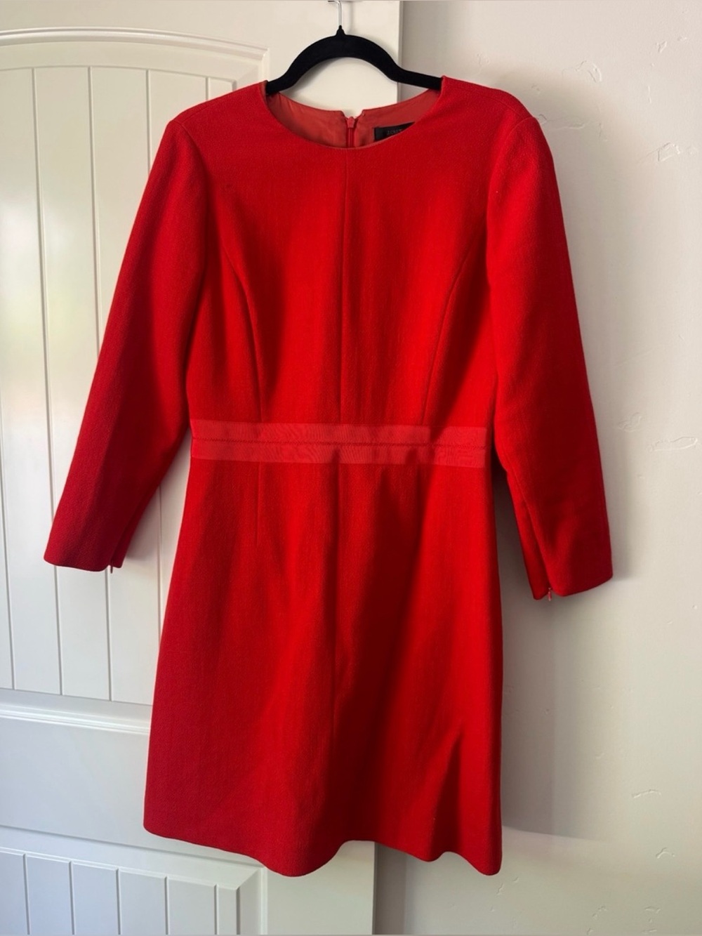 J. Crew Long Sleeve Classic Red Wool Dress (8)